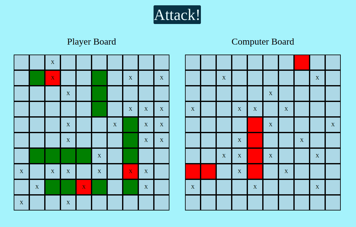 Screenshot of Battleship Application